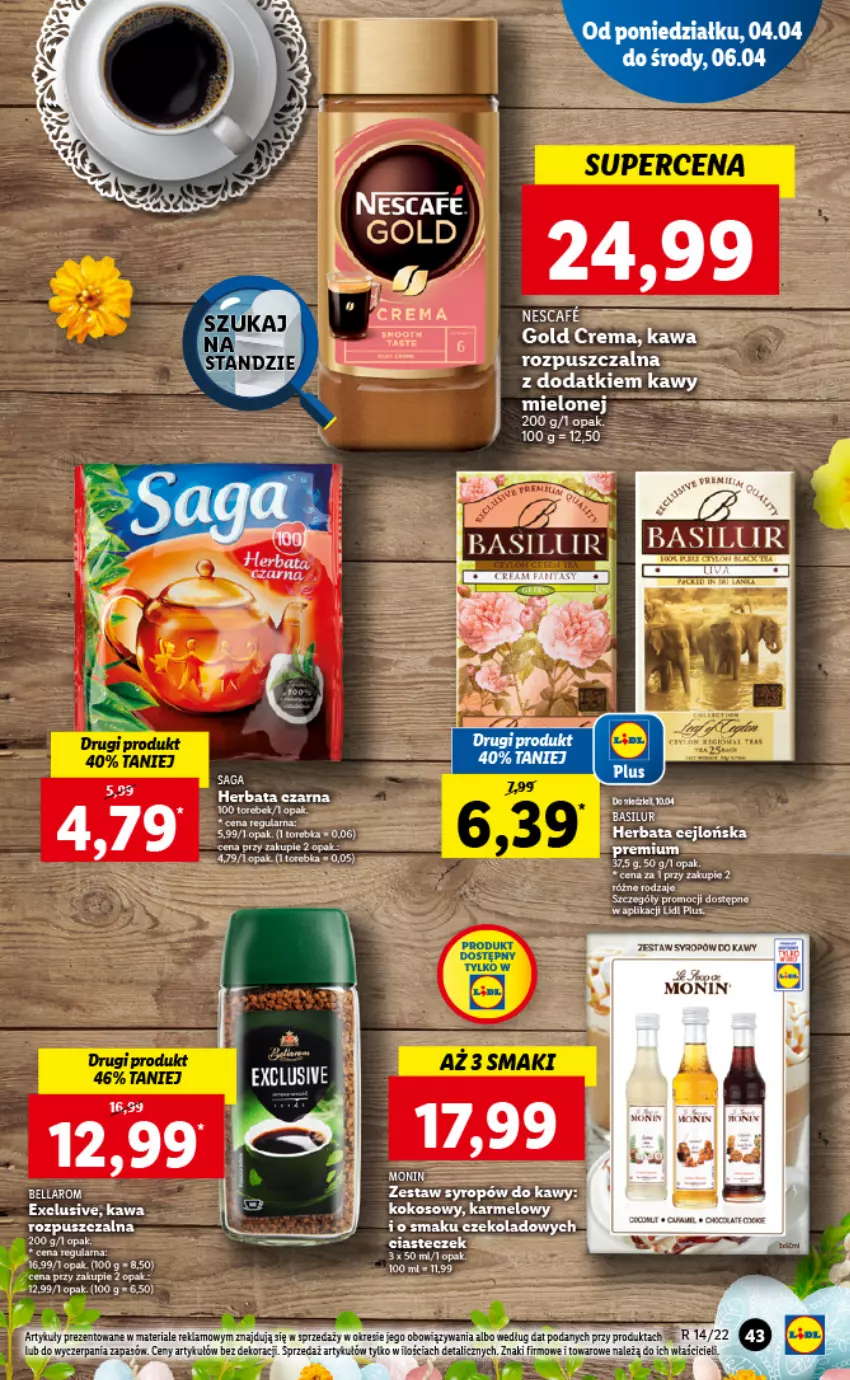 Gazetka promocyjna Lidl - GAZETKA - ważna 04.04 do 06.04.2022 - strona 43 - produkty: Herbata, Herbata czarna, Kawa