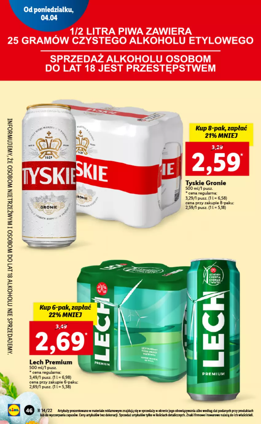 Gazetka promocyjna Lidl - GAZETKA - ważna 04.04 do 06.04.2022 - strona 46 - produkty: Lech Premium, Tyskie