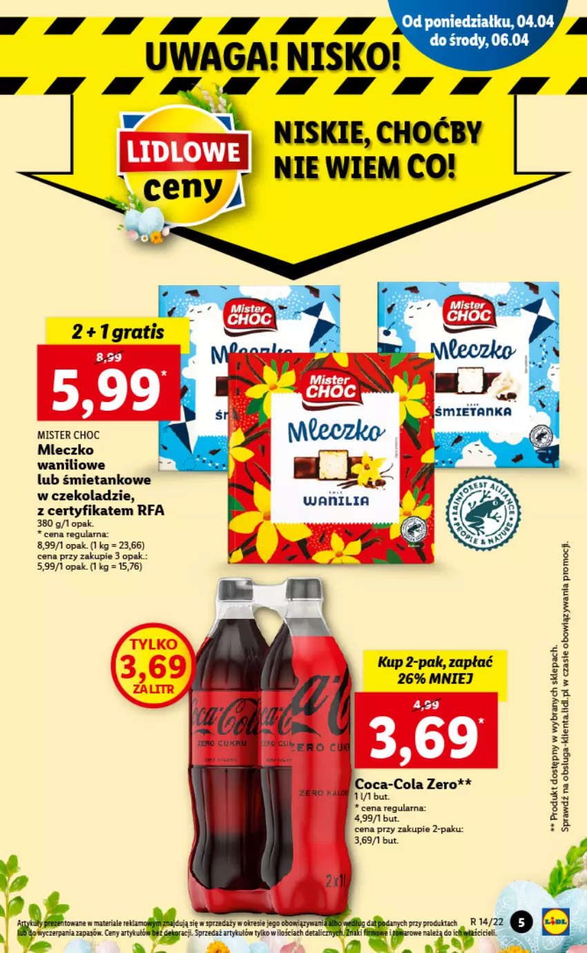 Gazetka promocyjna Lidl - GAZETKA - ważna 04.04 do 06.04.2022 - strona 5 - produkty: Coca-Cola, Fa, Mleczko, Waga