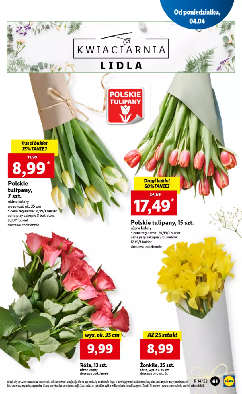 Gazetka promocyjna Lidl - GAZETKA - ważna 04.04 do 06.04.2022 - strona 61 - produkty: Bukiet, Sok, Tulipan