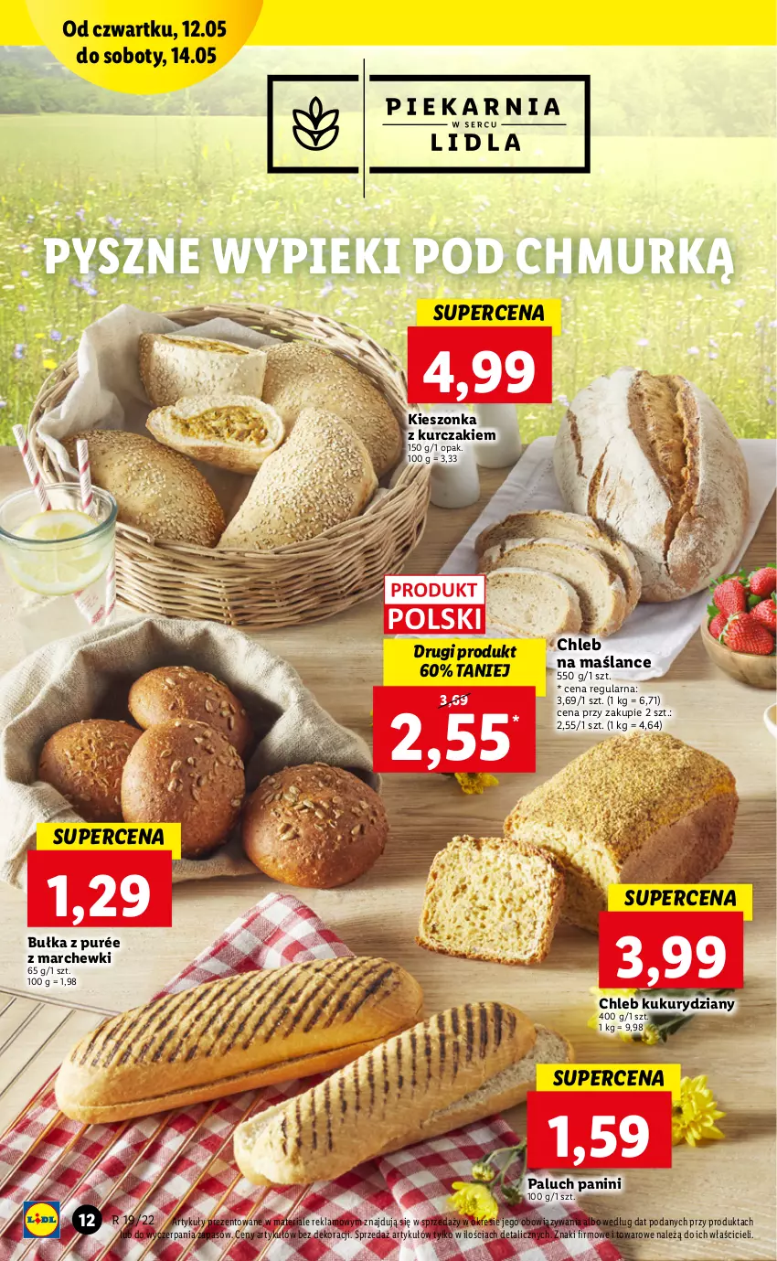 Gazetka promocyjna Lidl - GAZETKA - ważna 12.05 do 14.05.2022 - strona 12 - produkty: Bułka, Chleb, Kurczak, Pur