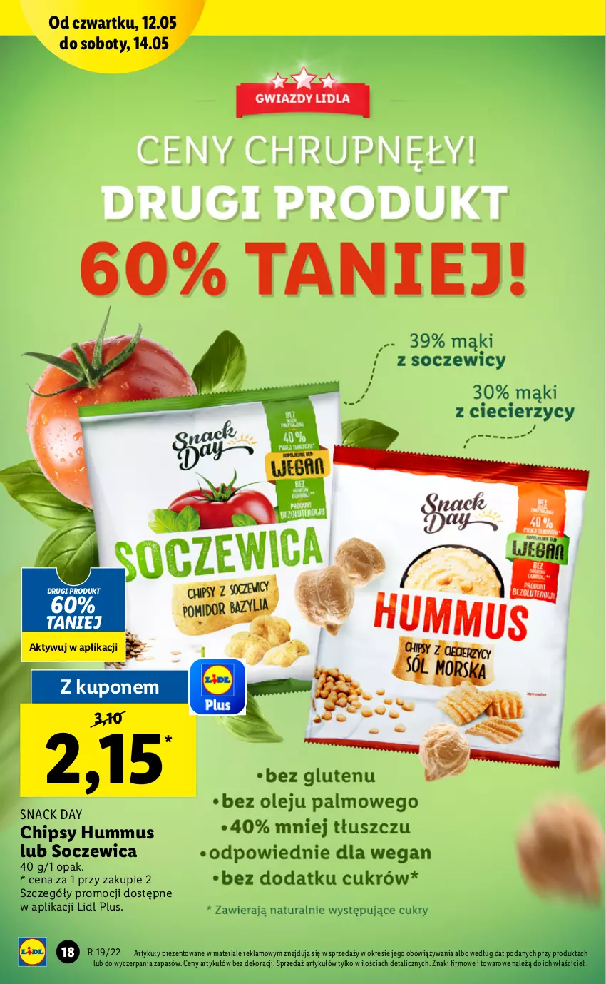 Gazetka promocyjna Lidl - GAZETKA - ważna 12.05 do 14.05.2022 - strona 18 - produkty: Chipsy, Hummus, Mus