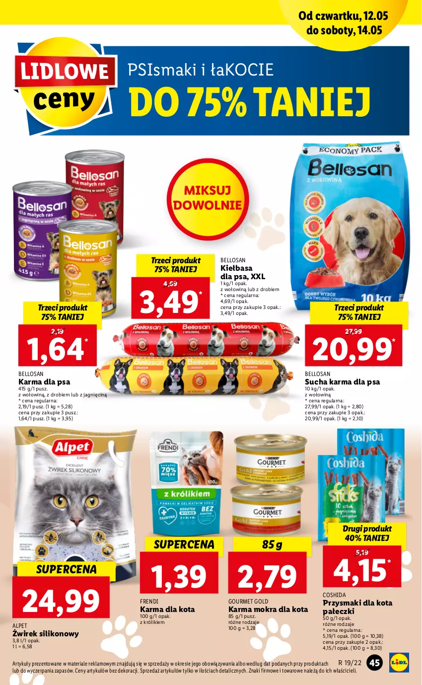 Gazetka promocyjna Lidl - GAZETKA - ważna 12.05 do 14.05.2022 - strona 45 - produkty: Bell, Gourmet Gold, Kiełbasa, Koc, Królik, Przysmaki, Sucha karma