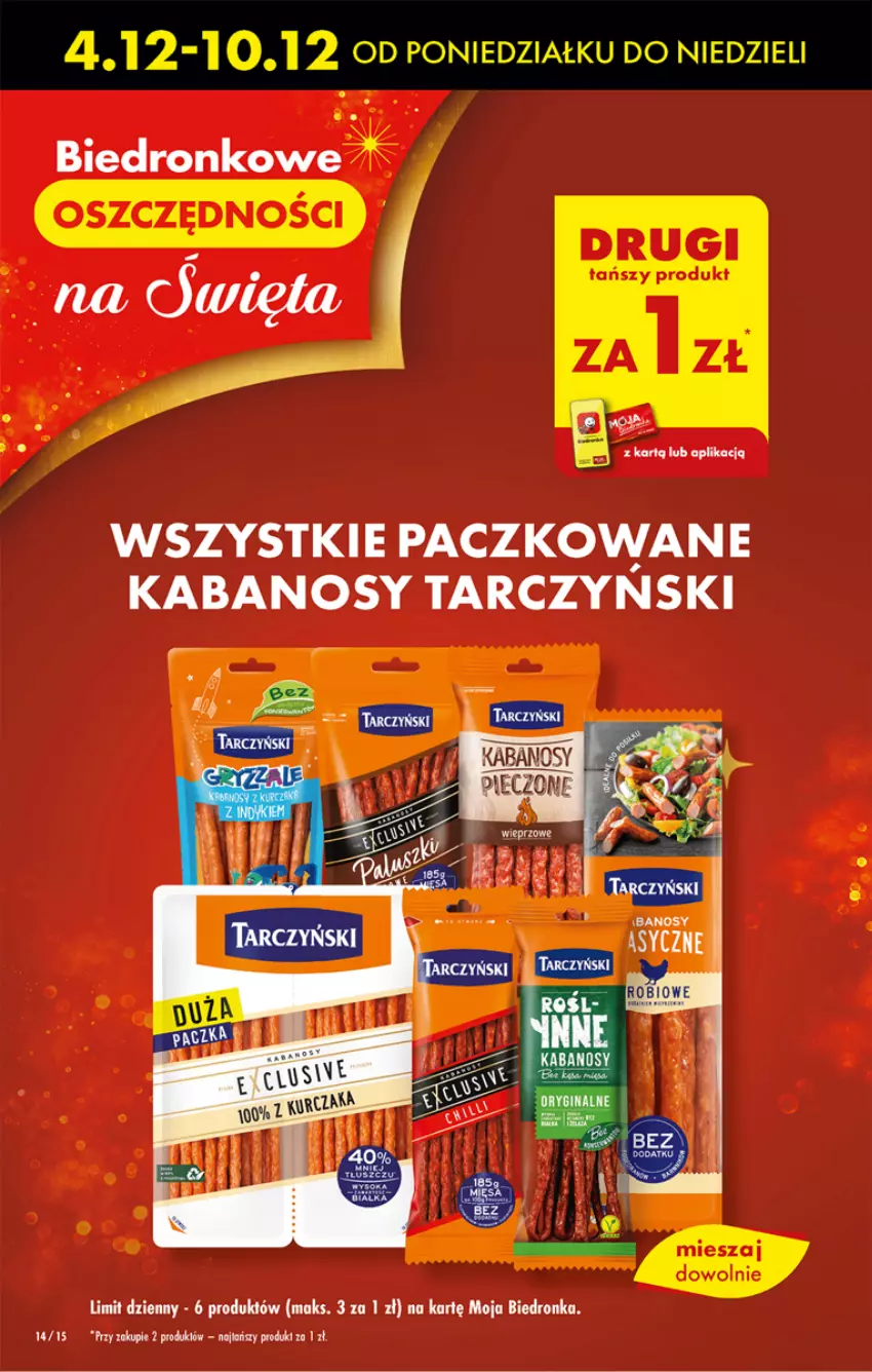 Gazetka promocyjna Biedronka - Od poniedzialku - ważna 04.12 do 09.12.2023 - strona 14 - produkty: Kabanos, Tarczyński