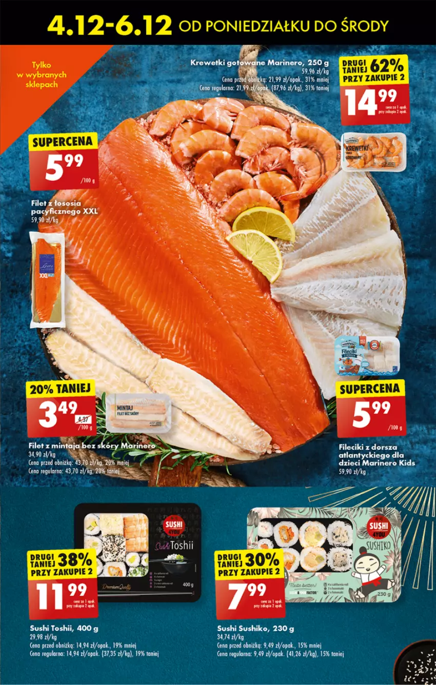 Gazetka promocyjna Biedronka - Od poniedzialku - ważna 04.12 do 09.12.2023 - strona 23 - produkty: Dorsz, Dzieci, Filet z mintaja, LG, Mintaj, Sushi