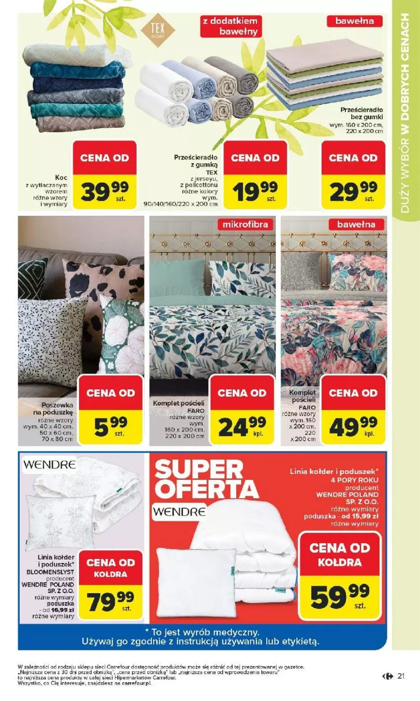 Gazetka promocyjna Carrefour - Gazetka Łap super okazje od poniedziałku! - ważna 16.02 do 28.02.2026 - strona 21 - produkty: Fa, Koc, Komplet pościeli, Poduszka, Pościel, Prześcieradło