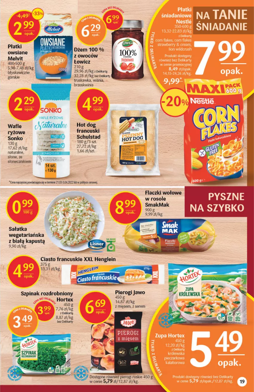 Gazetka promocyjna Delikatesy Centrum - Gazetka DC22 - ważna 09.06 do 14.06.2022 - strona 19 - produkty: Ciasto francuskie, Flaczki wołowe, Hot dog, Kapustą, Pierogi, Ryż, Sałat, Sałatka, Ser, Sonko, Szpinak, Wafle, Zupa