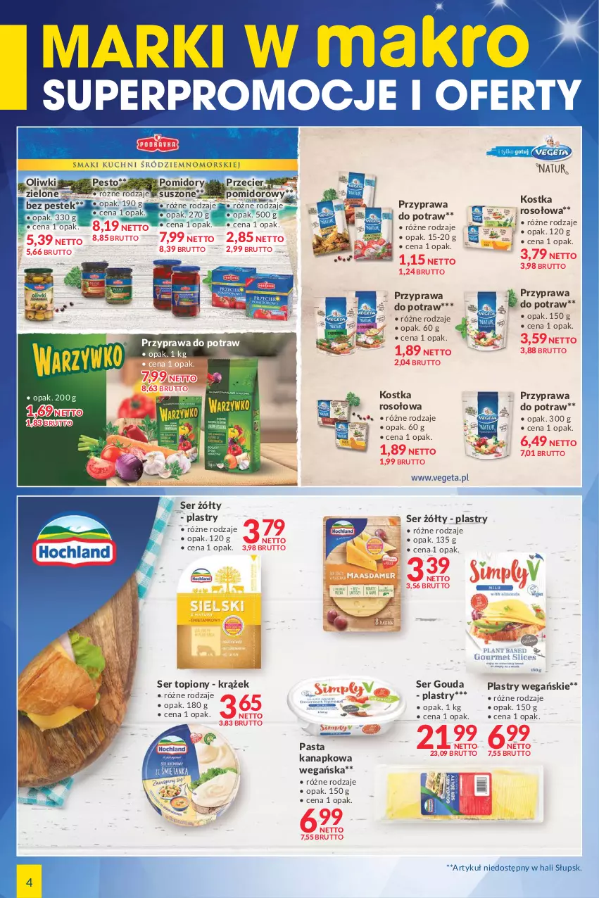 Gazetka promocyjna Makro - [Oferta specjalna] Marki w MAKRO - ważna 25.01 do 07.02.2022 - strona 4 - produkty: Gouda, Oliwki, Pesto, Pomidory, Przyprawa do potraw, Ser, Ser topiony, Stek, Top