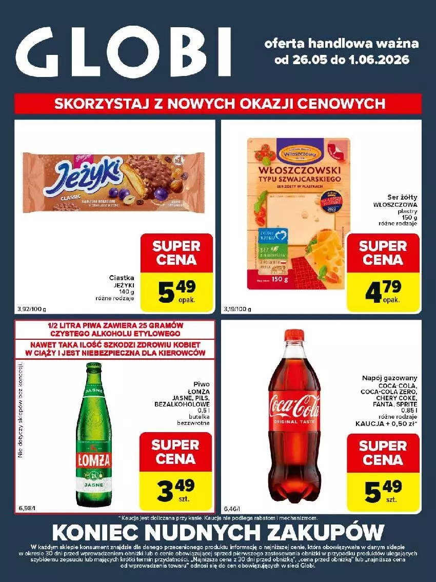 Gazetka promocyjna Carrefour - Gazetka Globi - ważna 26.05 do 01.06.2026 - strona 1 - produkty: Cars, Ciastka, Coca-Cola, Fa, Fanta, Gra, Jeżyki, Napój, Napój gazowany, Piec, Ser, Sprite, Włoszczowski