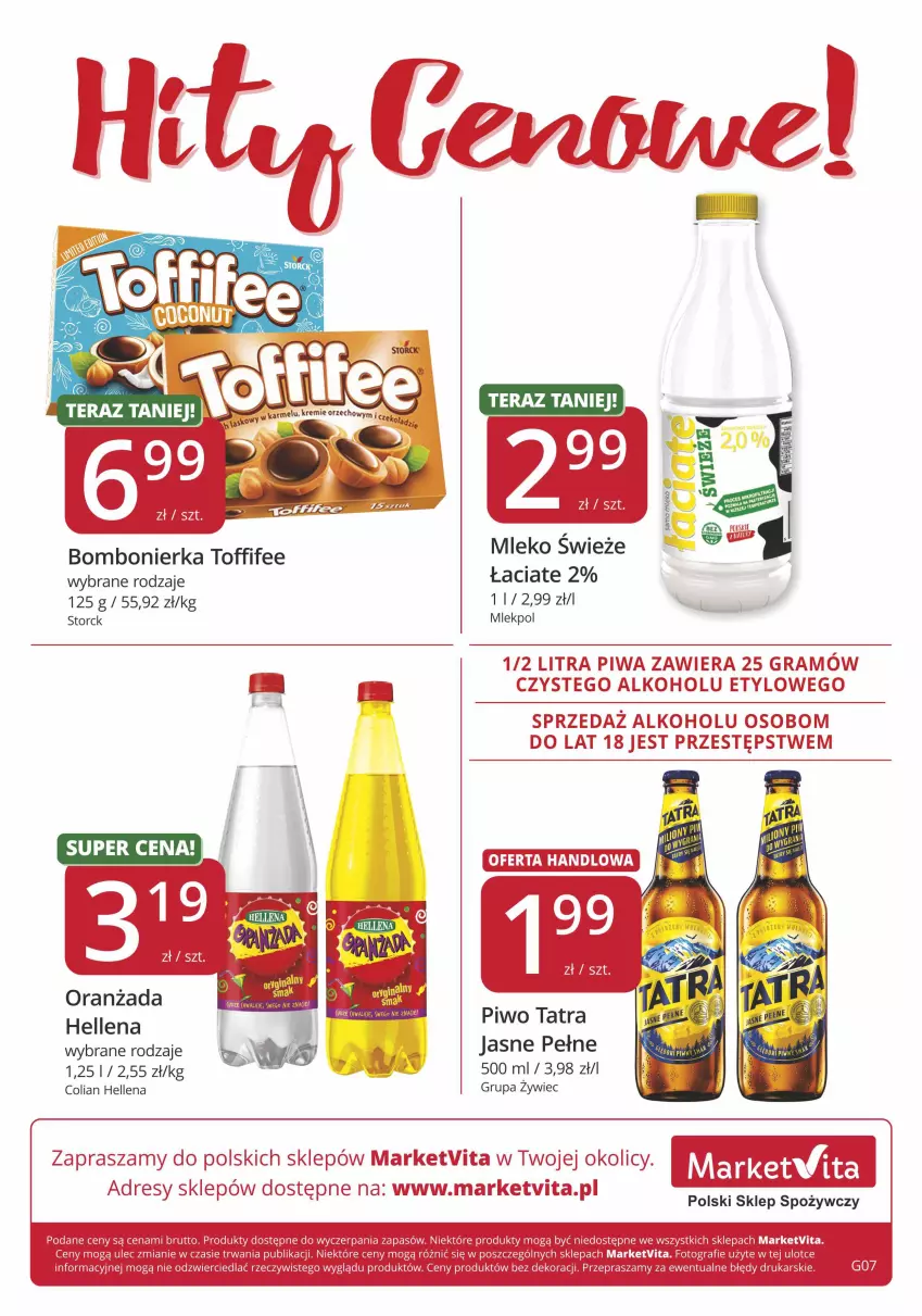 Gazetka promocyjna Market Vita - Gazetka promocyjna – Marketvita - ważna 12.04 do 24.04.2022 - strona 8 - produkty: Dres, Gra, Hellena, Mleko, Oranżada, Piwa, Piwo, Tatra, Tera, Toffifee