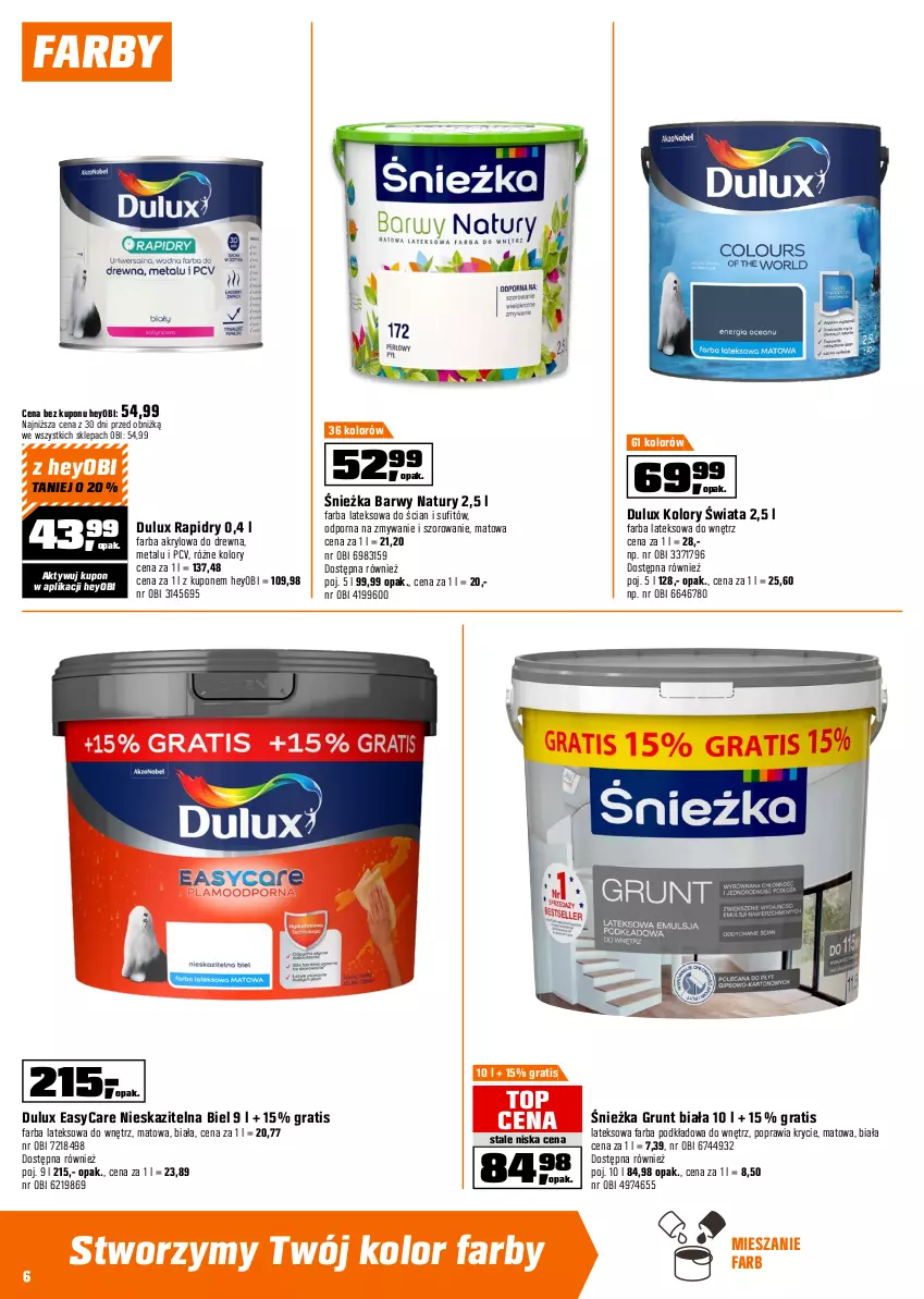 Gazetka promocyjna Obi - Gazetka OBI - ważna 29.07 do 18.08.2026 - strona 6 - produkty: Cynk, Dekoral, Dulux, Fa, Farba akrylowa, Farba lateksowa, Gra, Grunt, Podkład, Pojemnik, Por, Regał, Regał metalowy, Stół, Stół warsztatowy, Top, Tran