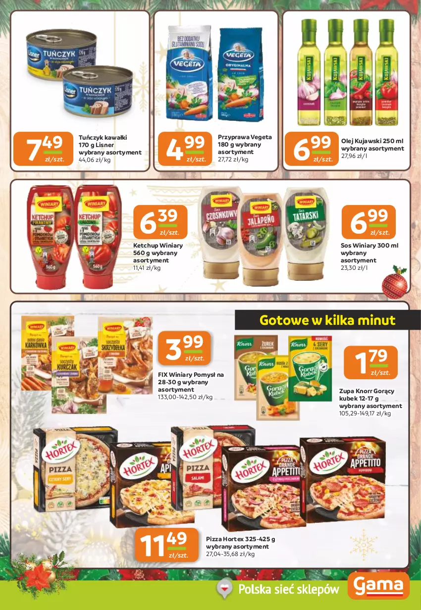 Gazetka promocyjna Gama - Gazetka Gama - ważna 19.12 do 31.12.2024 - strona 7 - produkty: Hortex, Kawa, Ketchup, Knorr, Kubek, Kujawski, Lisner, Olej, Pizza, Sos, Tuńczyk, Vegeta, Winiary, Zupa