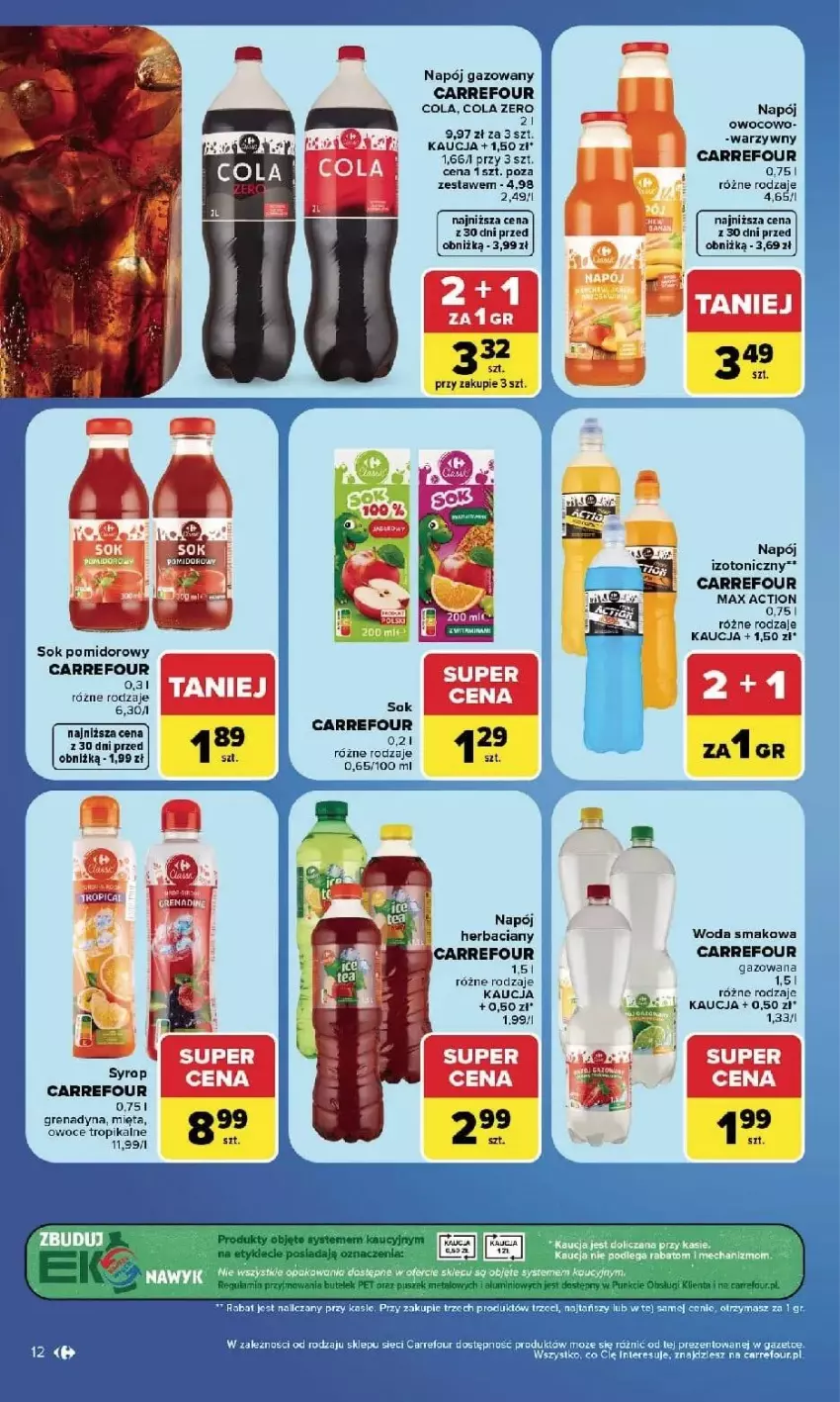 Gazetka promocyjna Carrefour - Gazetka Carrefour, Market w SUMIE najlpeszy, od poniedziałku - ważna 14.09 do 19.09.2026 - strona 14 - produkty: Mięta, Napój, Napój gazowany, Napój izotoniczny, Owoce, Sok, Sok pomidorowy, Woda
