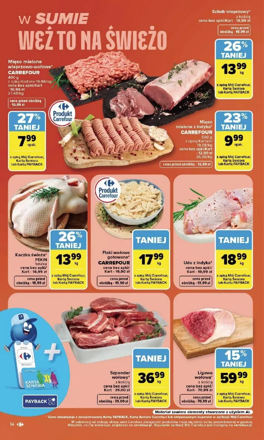 Gazetka promocyjna Carrefour - Gazetka Carrefour, Market w SUMIE najlpeszy, od poniedziałku - ważna 14.09 do 19.09.2026 - strona 16 - produkty: Fa, Flaki, Flaki wołowe, Mięso, Mięso mielone, Tusz