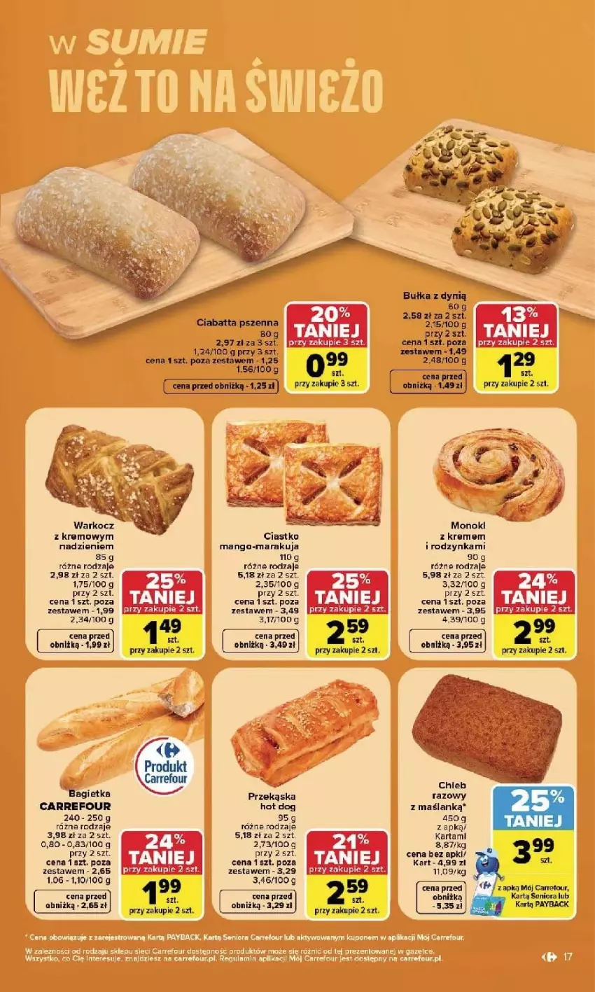 Gazetka promocyjna Carrefour - Gazetka Carrefour, Market w SUMIE najlpeszy, od poniedziałku - ważna 14.09 do 19.09.2026 - strona 19 - produkty: Bagietka, Chleb, Ciabatta, Fa, Hot dog, LG