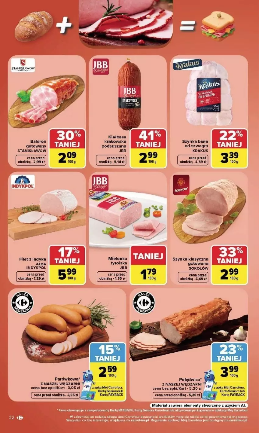 Gazetka promocyjna Carrefour - Gazetka Carrefour, Market w SUMIE najlpeszy, od poniedziałku - ważna 14.09 do 19.09.2026 - strona 24 - produkty: Fa, Gra, Kiełbasa, Krakus, LG, Polędwica, Sok, Sokołów, Szynka, Szynka biała