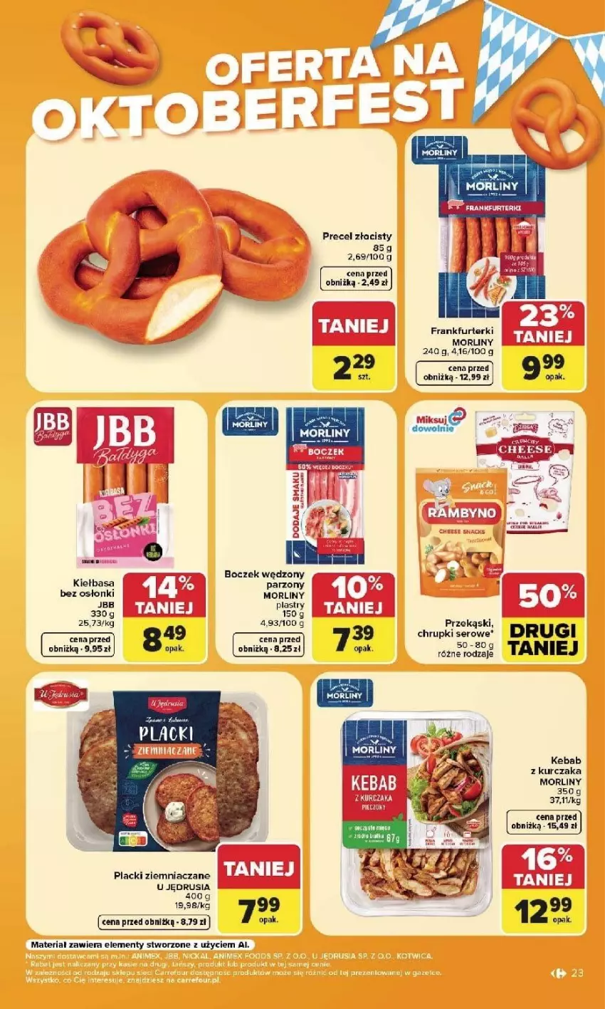 Gazetka promocyjna Carrefour - Gazetka Carrefour, Market w SUMIE najlpeszy, od poniedziałku - ważna 14.09 do 19.09.2026 - strona 25 - produkty: Boczek, Chrupki, Frankfurterki, Kebab, Kebab z kurczaka, Kiełbasa, Kurczak, Lack, Morliny, Ser