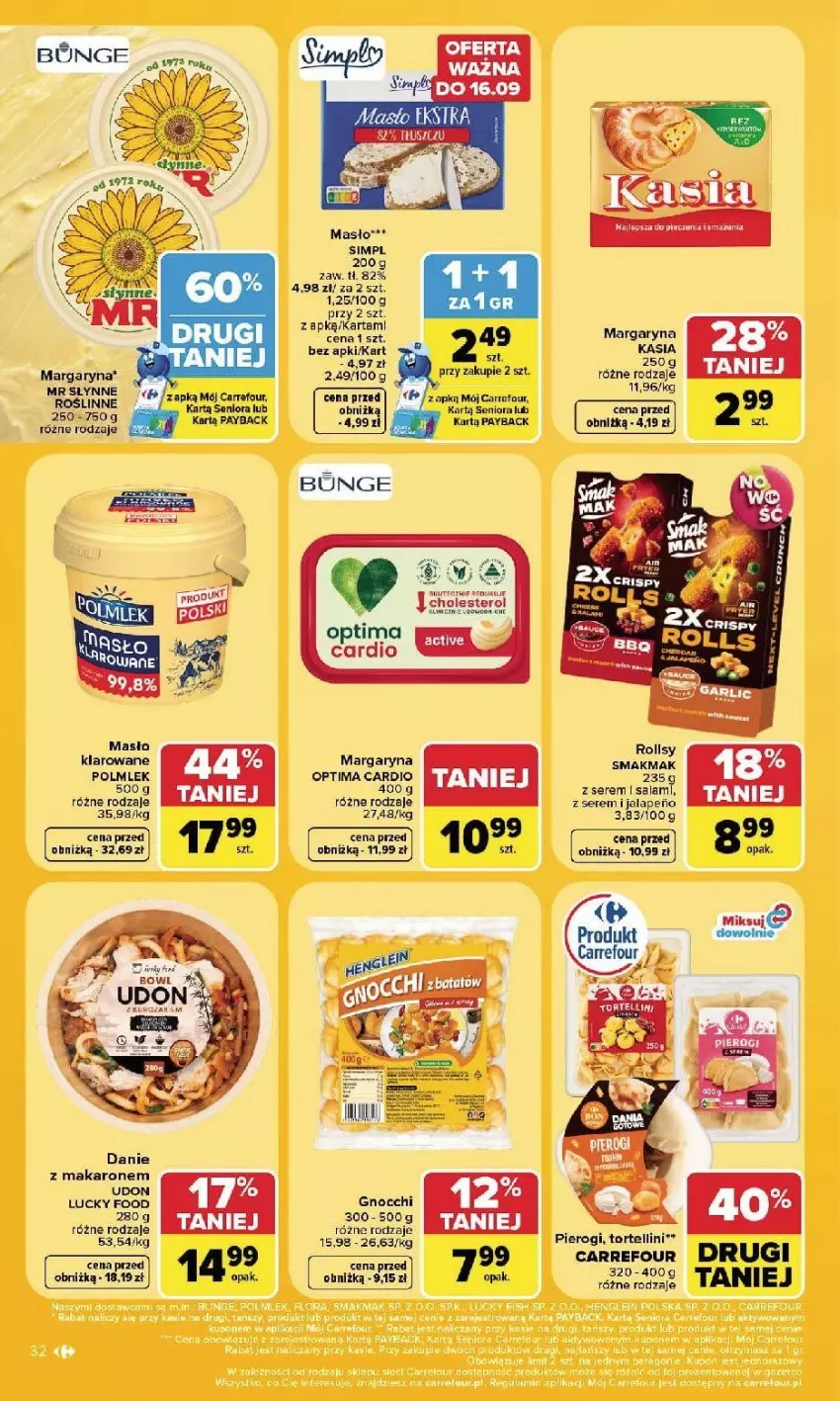 Gazetka promocyjna Carrefour - Gazetka Carrefour, Market w SUMIE najlpeszy, od poniedziałku - ważna 14.09 do 19.09.2026 - strona 34 - produkty: Gnocchi, Makaron, Margaryna, Optima, Optima Cardio, Piec, POLMLEK, Ser, Słynne