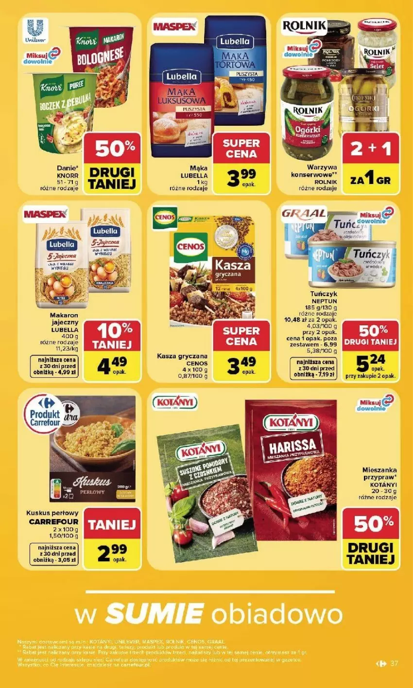 Gazetka promocyjna Carrefour - Gazetka Carrefour, Market w SUMIE najlpeszy, od poniedziałku - ważna 14.09 do 19.09.2026 - strona 39 - produkty: Bell, Bella, Cenos, Gry, Jaja, Kasza, Kasza gryczana, Knorr, Kuskus, Lubella, Makaron, Rolnik, Ser, Tuńczyk