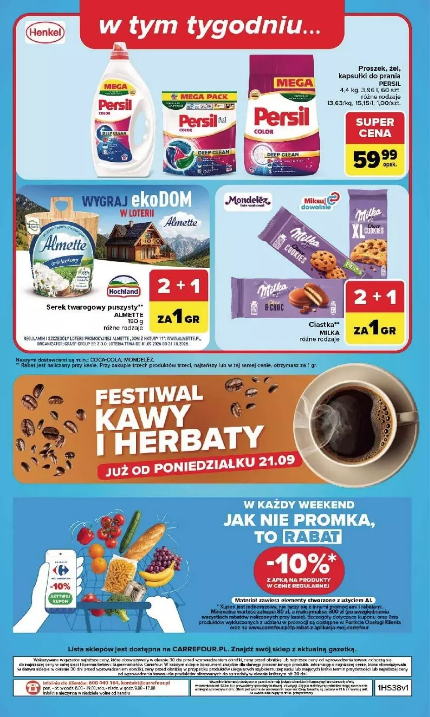Gazetka promocyjna Carrefour - Gazetka Carrefour, Market w SUMIE najlpeszy, od poniedziałku - ważna 14.09 do 19.09.2026 - strona 52 - produkty: Almette, Coca-Cola, Fa, Gra, Kapsułki do prania, Milka, Persil, Ser, Serek, Serek twarogowy