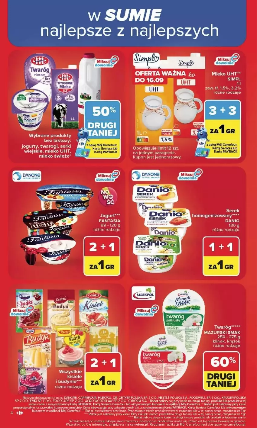 Gazetka promocyjna Carrefour - Gazetka Carrefour, Market w SUMIE najlpeszy, od poniedziałku - ważna 14.09 do 19.09.2026 - strona 6 - produkty: Danone, Fa, Gala, Kisiel, Mleko, Por, Ser, Serek