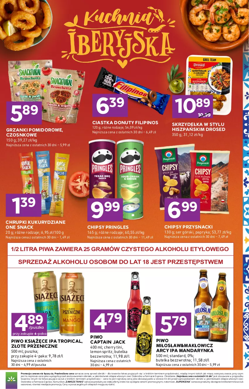 Gazetka promocyjna Stokrotka - Express - ważna 13.08 do 19.08.2026 - strona 5 - produkty: Captain Jack, Chipsy, Chrupki, Ciastka, Donut, Gra, Książęce, Mięso, Nuty, Owoce, Papryka, Piwa, Piwo, Pringles, Przysnacki, Ser, Tropical, Warzywa