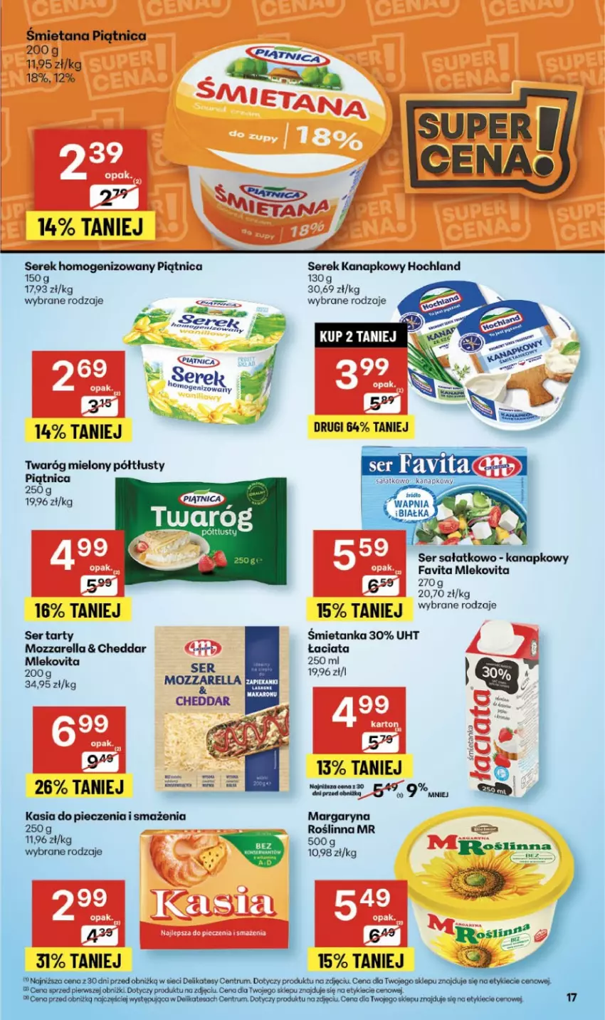 Gazetka promocyjna Delikatesy Centrum - Franczyza DC45 Czwartek - ważna 06.11 do 12.11.2025 - strona 17 - produkty: Arnica, Cheddar, Fa, Favita, Hochland, Kasia, Margaryna, Mleko, Mlekovita, Mozzarella, Piątnica, Piec, Rum, Sałat, Ser, Serek, Serek homogenizowany, Serek kanapkowy, Twaróg