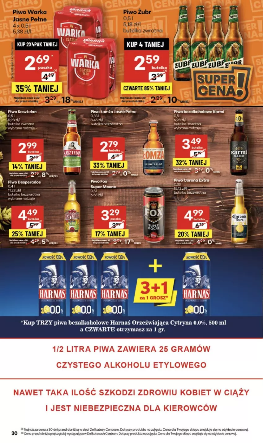 Gazetka promocyjna Delikatesy Centrum - Franczyza DC45 Czwartek - ważna 06.11 do 12.11.2025 - strona 30 - produkty: Desperados, Gra, Harnaś, Karmi, Kasztelan, Piec, Piwa, Piwo, Rum