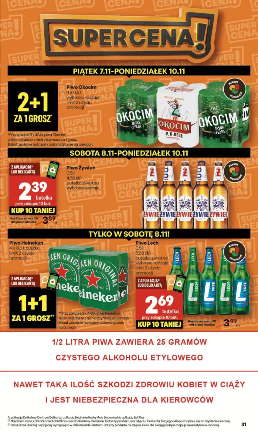 Gazetka promocyjna Delikatesy Centrum - Franczyza DC45 Czwartek - ważna 06.11 do 12.11.2025 - strona 31 - produkty: Heineken, Koc, Okocim, Piwa, Piwo, Rum