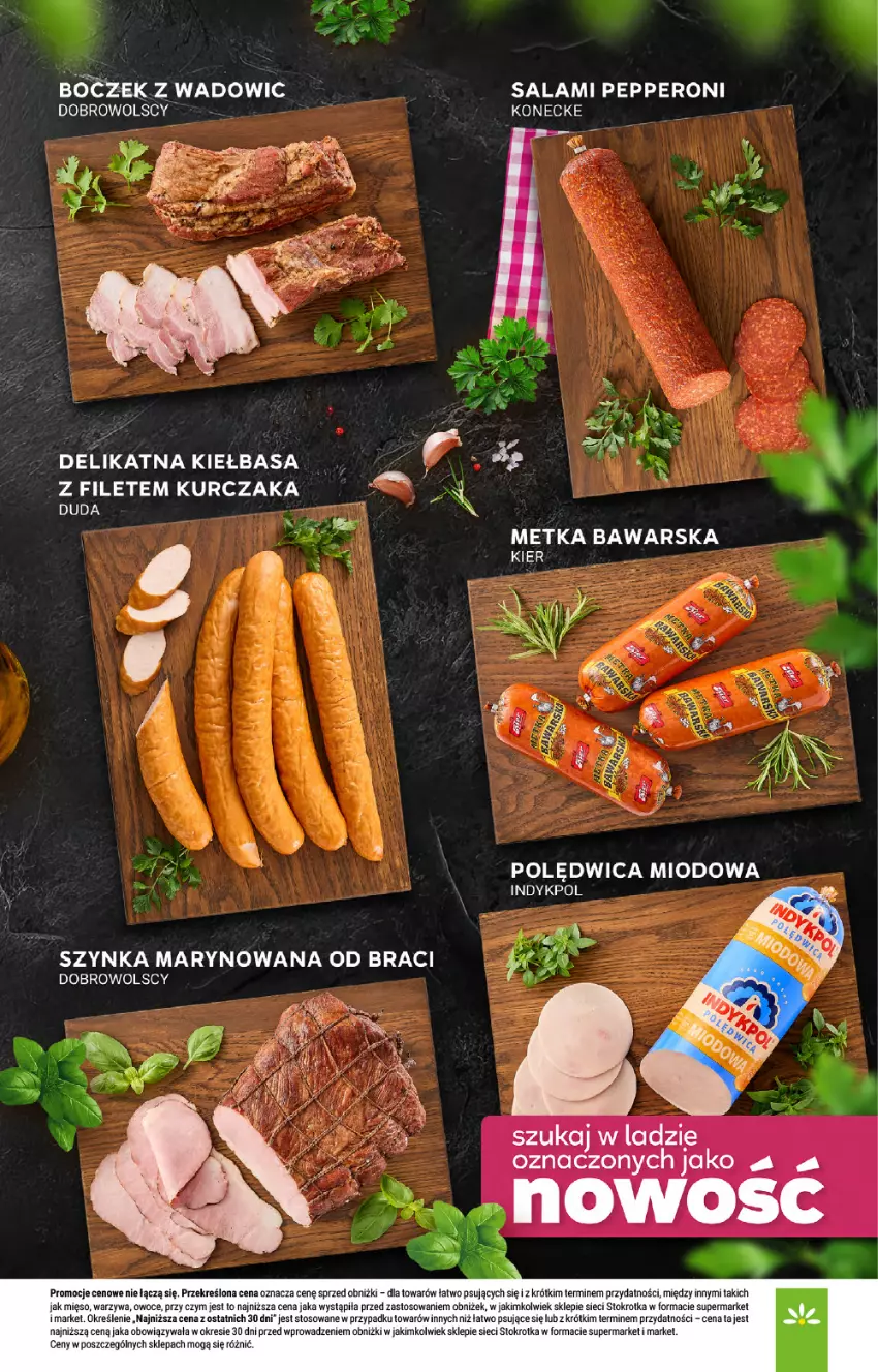 Gazetka promocyjna Stokrotka - Supermarket - ważna 08.10 do 14.10.2026 - strona 21 - produkty: Boczek, Duda, Kiełbasa, Kurczak, Mięso, Owoce, Polędwica, Salami, Szynka, Warzywa