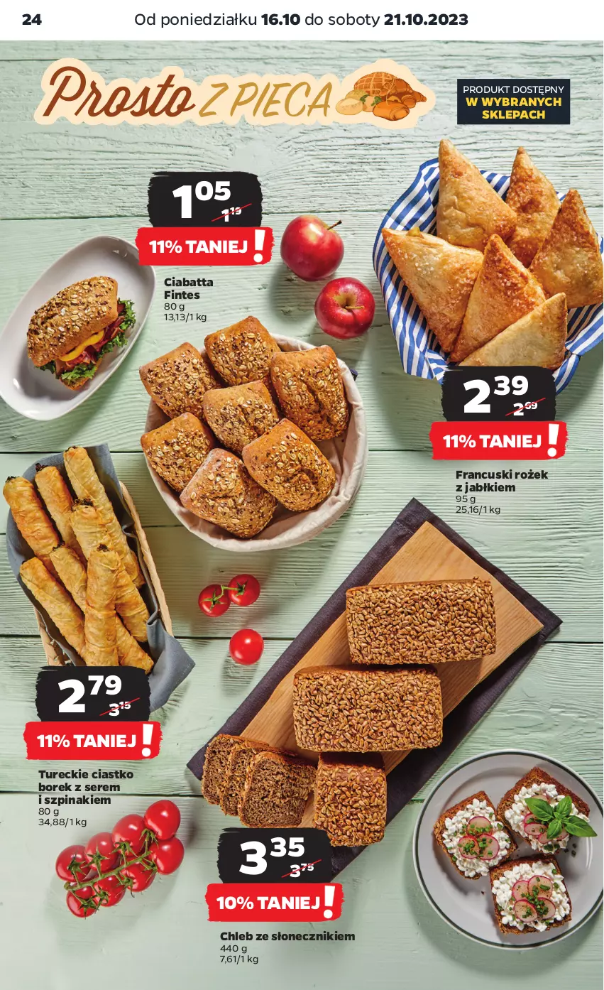 Gazetka promocyjna Netto - Artykuły spożywcze - ważna 16.10 do 21.10.2023 - strona 24 - produkty: Chleb, Ciabatta, Ser, Szpinak