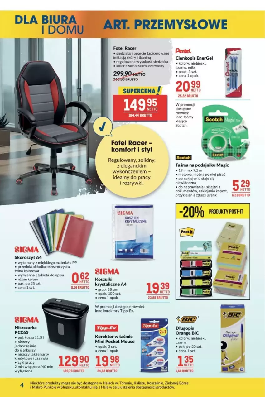 Gazetka promocyjna Makro - ważna 27.05 do 03.06.2025 - strona 15 - produkty: Acer, BIC, Długopis, Fotel, Gra, Klej, Kosz, Niszczarka, Sok, Szal
