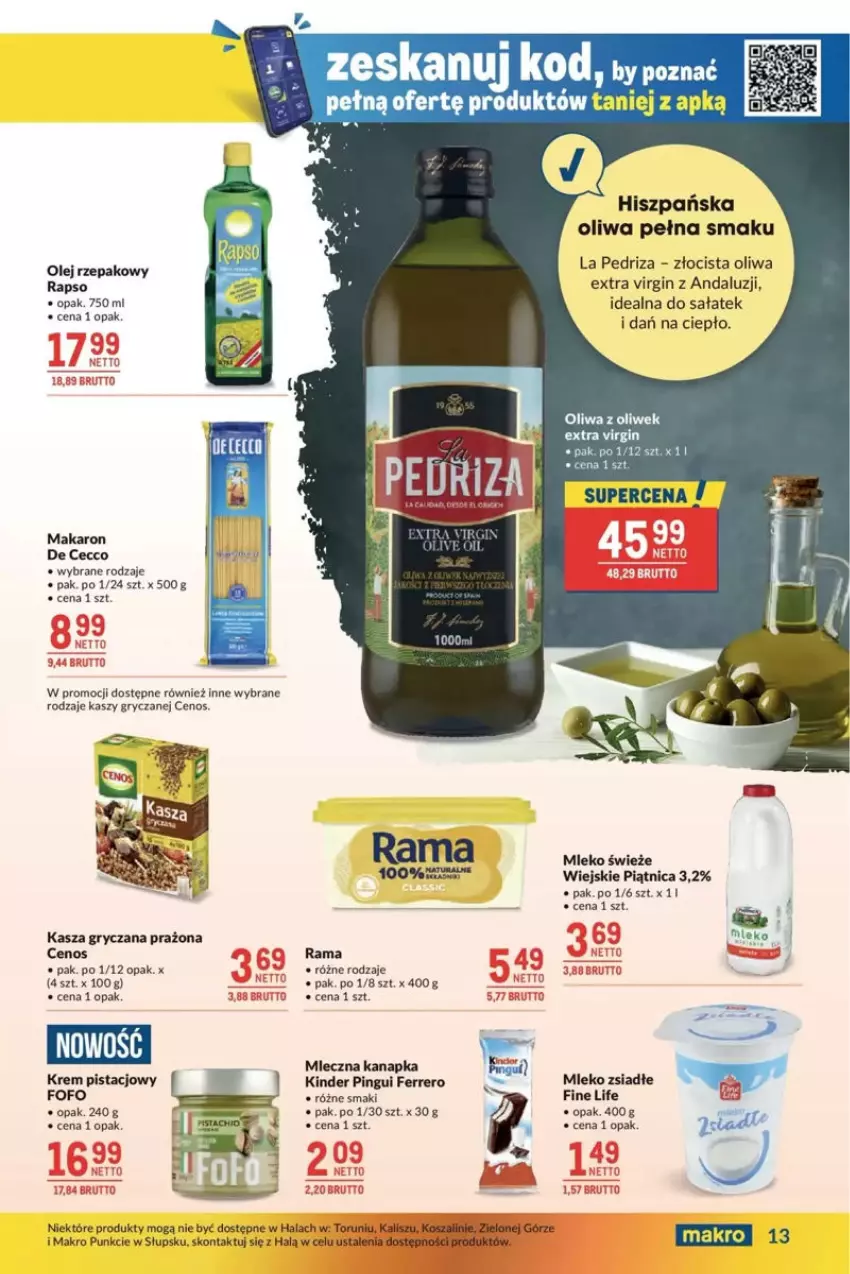 Gazetka promocyjna Makro - ważna 27.05 do 03.06.2025 - strona 5 - produkty: Acer, Cenos, Fa, Ferrero, Gin, Gry, Kasza, Kasza gryczana, Kinder, Kosz, Krem pistacjowy, Makaron, Mleko, Mleko zsiadłe, Olej, Olej rzepakowy, Oliwa, Piątnica, Rama, Sałat, Szal