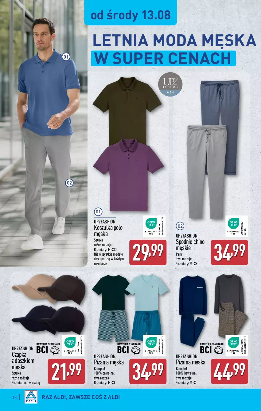 Gazetka promocyjna Aldi - Pełna oferta - ważna 11.08 do 16.08.2025 - strona 18 - produkty: Czapka, Fa, Kosz, Koszulka, Moda, Piżama, Spodnie, Wełna
