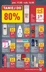 Gazetka promocyjna Aldi - Pełna oferta - Gazetka - ważna od 16.08 do 16.08.2025 - strona 13 - produkty: Nivea Men, Mydło w płynie, Gra, Eveline, Old Spice, Pasta do zębów, Taft, Tusz, Dove, Lacalut, Lakier do włosów, Mydło, Olej, Antyperspirant, Luksja, Nivea, Lakier, Wkład olejowy