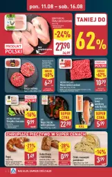 Gazetka promocyjna Aldi - Pełna oferta - Gazetka - ważna od 16.08 do 16.08.2025 - strona 4 - produkty: Piec, Kurczak, Mięso mielone, Bułka fitness, Mięsne specjały, Rogal, Burger, Noga z kaczki, Pieczywo, Chleb, Bułka, Mięso