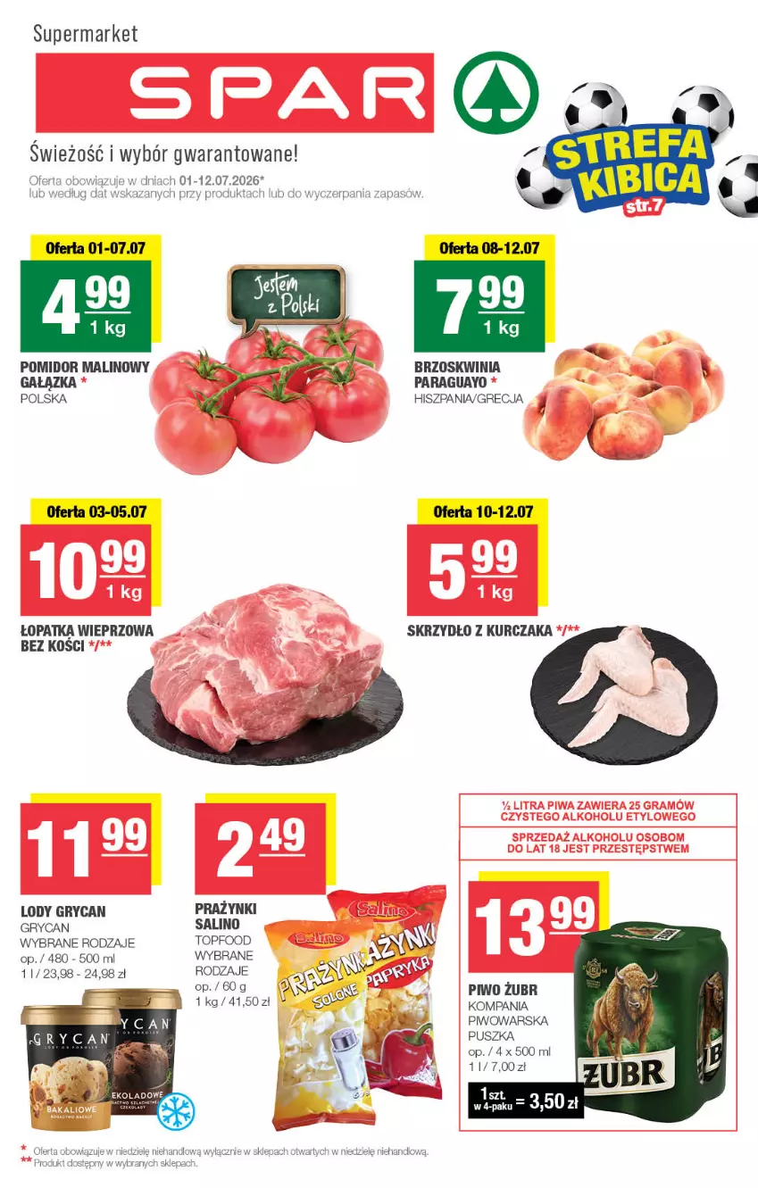 Gazetka promocyjna Spar - Spar - ważna 01.07 do 12.07.2026 - strona 1 - produkty: Gry, Kurczak, Lody, Piwo, Pomidor malinowy, Top
