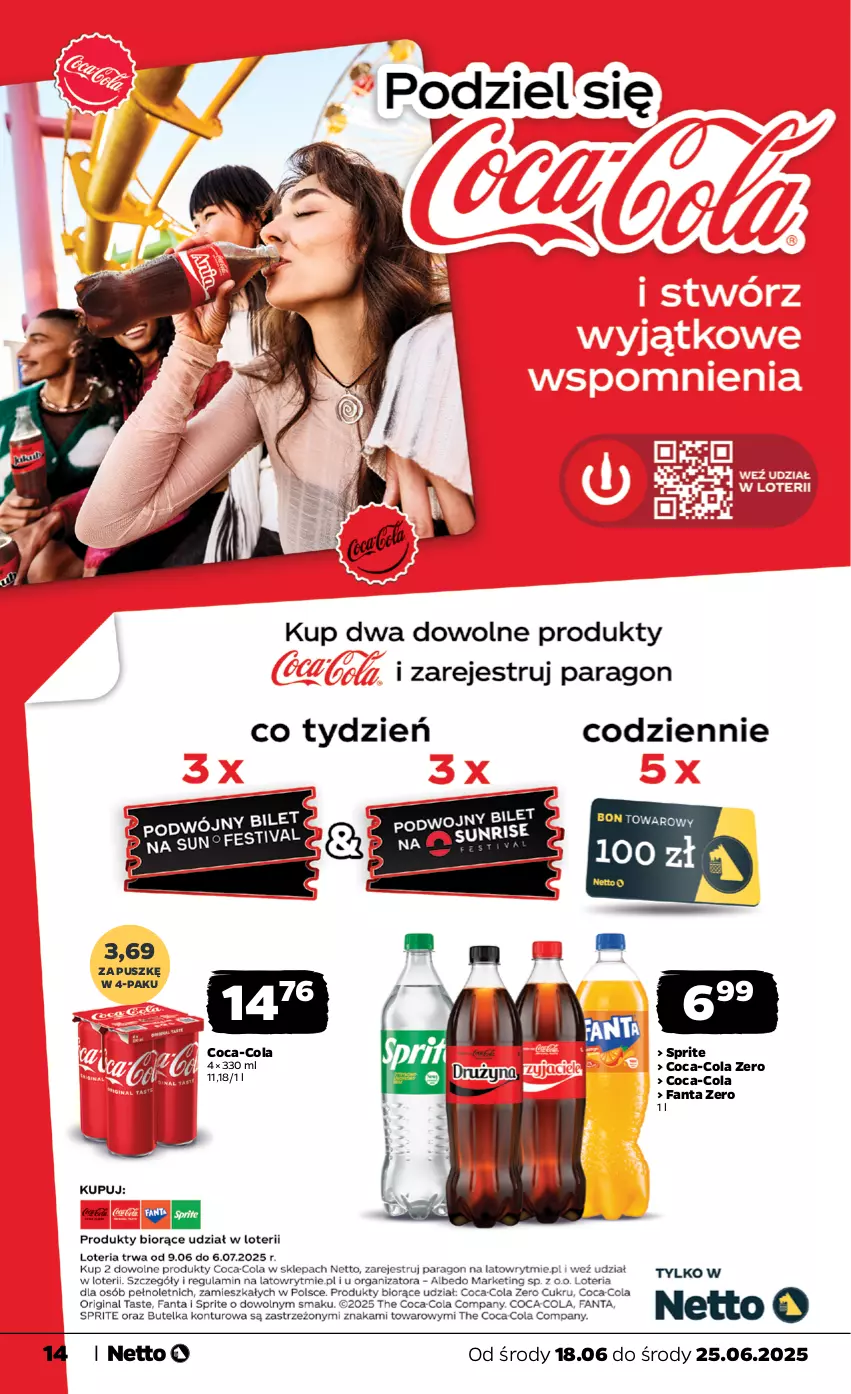 Gazetka promocyjna Netto - Od Środy - ważna 18.06 do 25.06.2025 - strona 14 - produkty: Coca-Cola, Fa, Fanta, Sprite