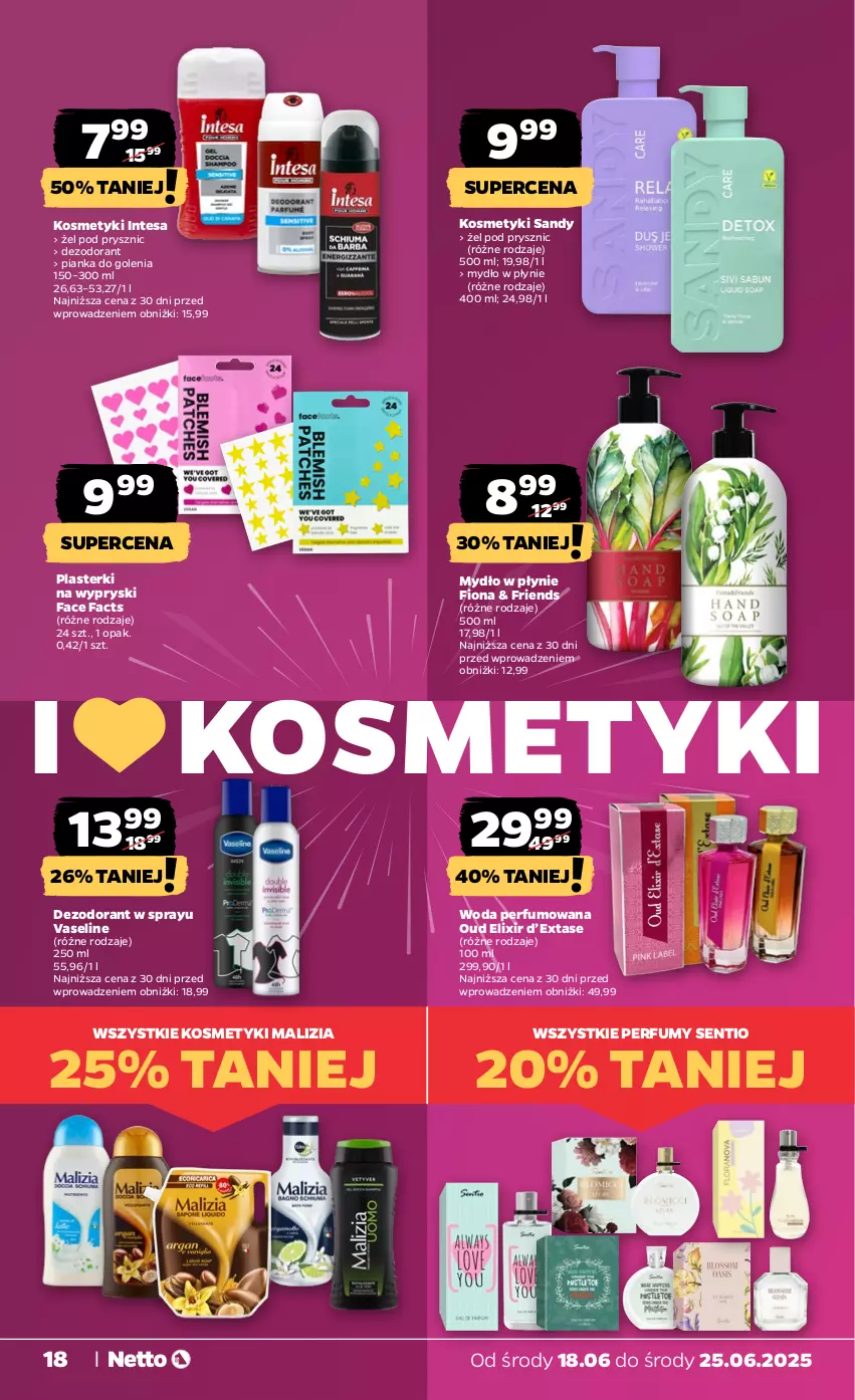 Gazetka promocyjna Netto - Od Środy - ważna 18.06 do 25.06.2025 - strona 18 - produkty: Dezodorant, Fa, Malizia, Mydło, Mydło w płynie, Perfum, Pianka do golenia, Plasterki, Woda, Woda perfumowana