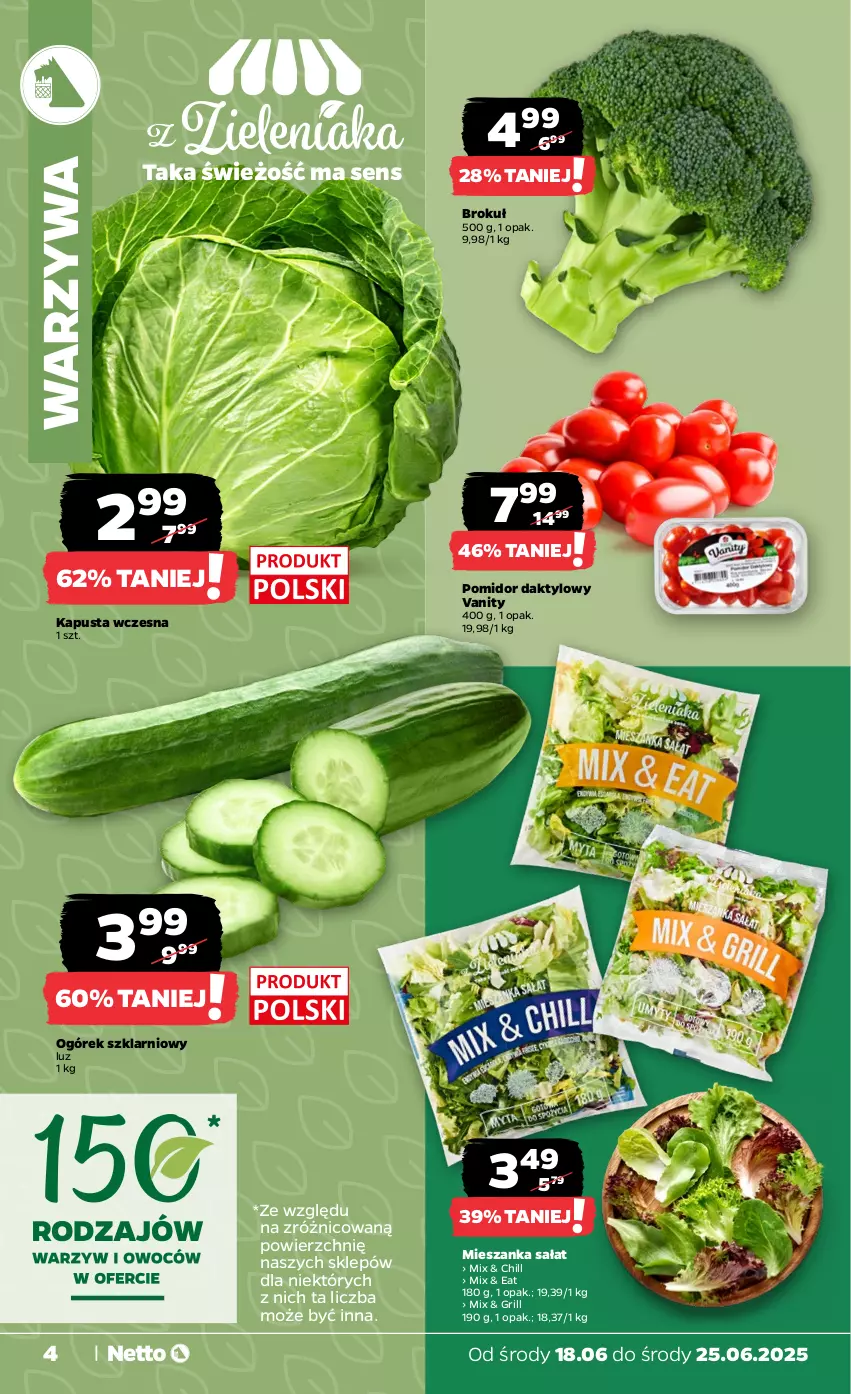 Gazetka promocyjna Netto - Od Środy - ważna 18.06 do 25.06.2025 - strona 4 - produkty: Grill, Mieszanka sałat, Ogórek, Sałat, Warzywa
