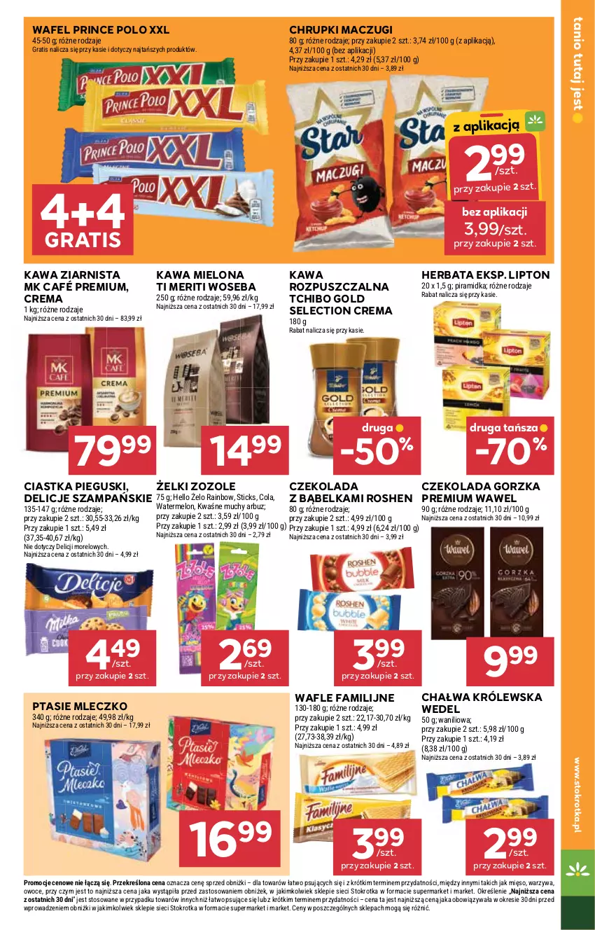 Gazetka promocyjna Stokrotka - Market - ważna 06.11 do 12.11.2025 - strona 17 - produkty: Arbuz, Chałwa, Chrupki, Ciastka, Czekolada, Czekolada gorzka, Delicje, Fa, Gra, Herbata, Kawa, Kawa mielona, Kawa rozpuszczalna, Kawa ziarnista, Lipton, Melon, Mięso, Mleczko, Owoce, Prince Polo, Ptasie mleczko, Tchibo, Wafle, Warzywa, Wawel, Woseba