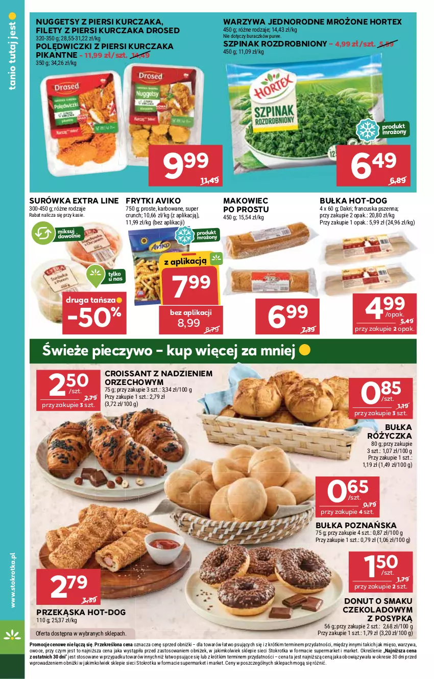 Gazetka promocyjna Stokrotka - Market - ważna 06.11 do 12.11.2025 - strona 18 - produkty: Bułka, Croissant, Donut, Frytki, Hortex, Kurczak, Makowiec, Mięso, Owoce, Piec, Pieczywo, Pur, Surówka, Szpinak, Warzywa