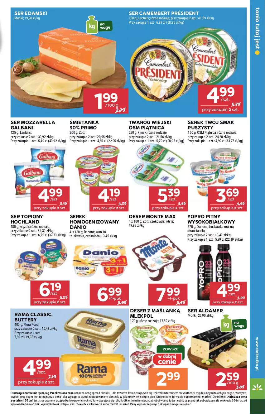 Gazetka promocyjna Stokrotka - Market - ważna 06.11 do 12.11.2025 - strona 9 - produkty: Camembert, Czekolada, Danio, Danone, Deser, Edam, Flora, Galbani, Hochland, Mięso, Monte, Mozzarella, Owoce, Piątnica, Président, Rama, Ser, Ser topiony, Serek, Serek homogenizowany, Sok, Top, Twaróg, Twój Smak, Warzywa, Zott