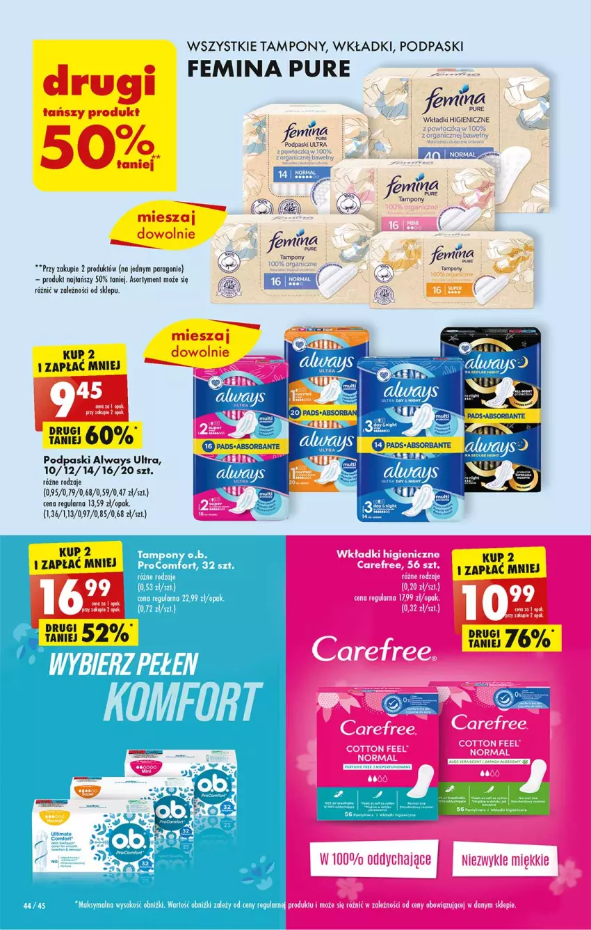 Gazetka promocyjna Biedronka - Od poniedzialku - ważna 03.07 do 08.07.2023 - strona 44 - produkty: Always, Always Ultra, Bell, Fa, Lack, Podpaski, Pur, Sok, Tampony, Wkładki