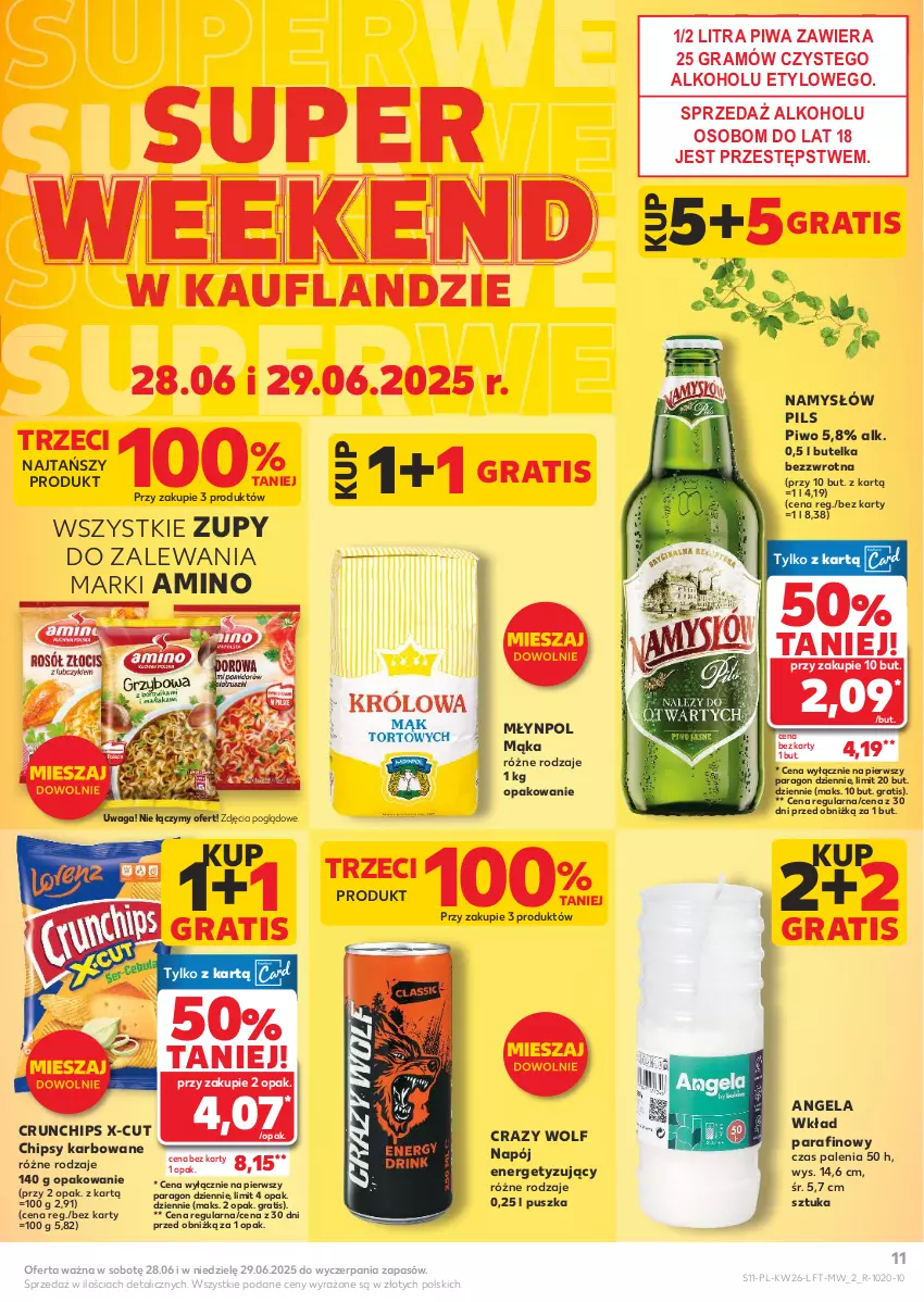 Gazetka promocyjna Kaufland - Gazetka tygodnia - ważna 26.06 do 02.07.2025 - strona 11 - produkty: Chipsy, Crunchips, Gra, Mąka, Młynpol, Namysłów, Napój, Piwa, Piwo, Waga