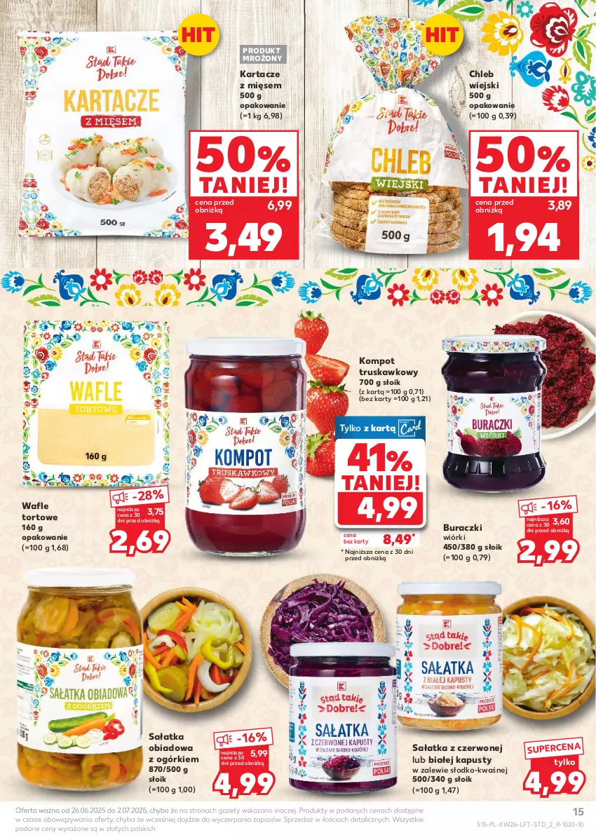 Gazetka promocyjna Kaufland - Gazetka tygodnia - ważna 26.06 do 02.07.2025 - strona 15 - produkty: Buraczki, Chleb, Sałat, Sałatka, Wafle, Wafle tortowe