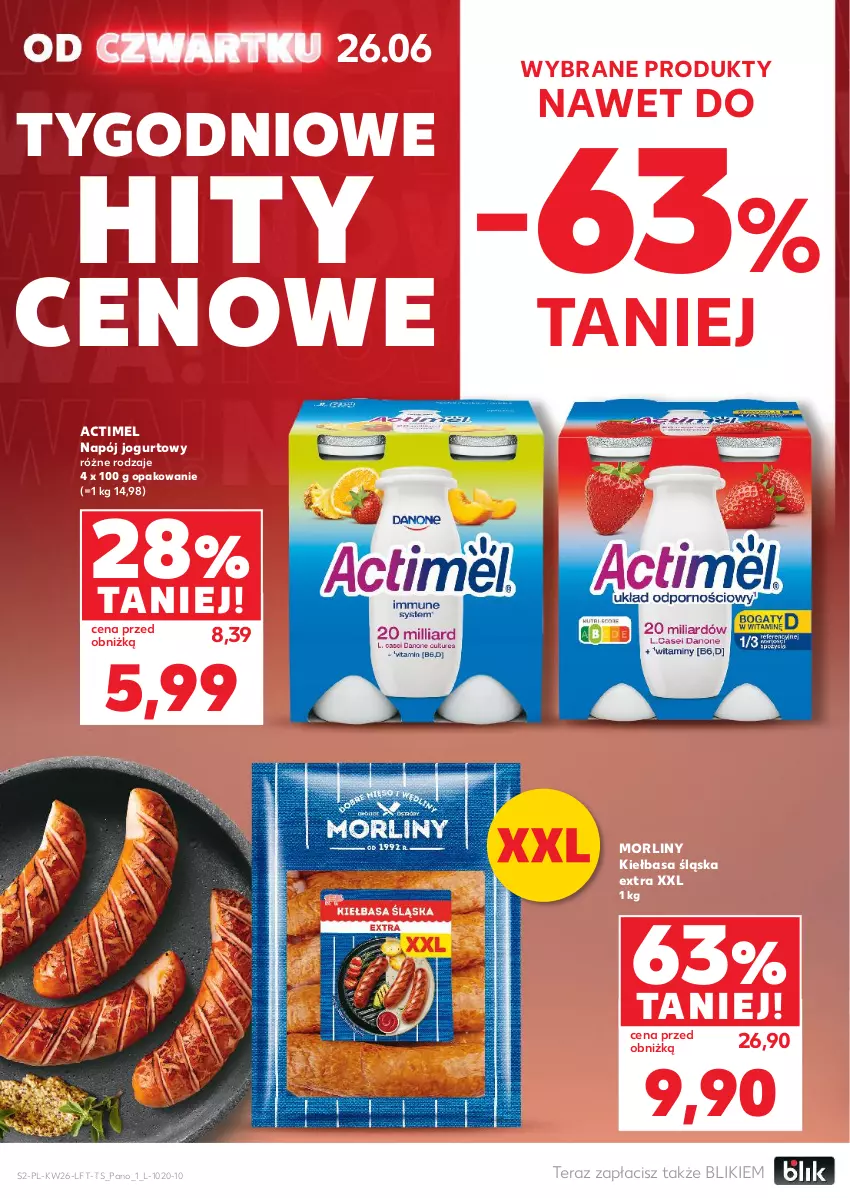 Gazetka promocyjna Kaufland - Gazetka tygodnia - ważna 26.06 do 02.07.2025 - strona 2 - produkty: Actimel, Jogurt, Kiełbasa, Kiełbasa śląska, Morliny, Napój, Napój jogurtowy, Tera