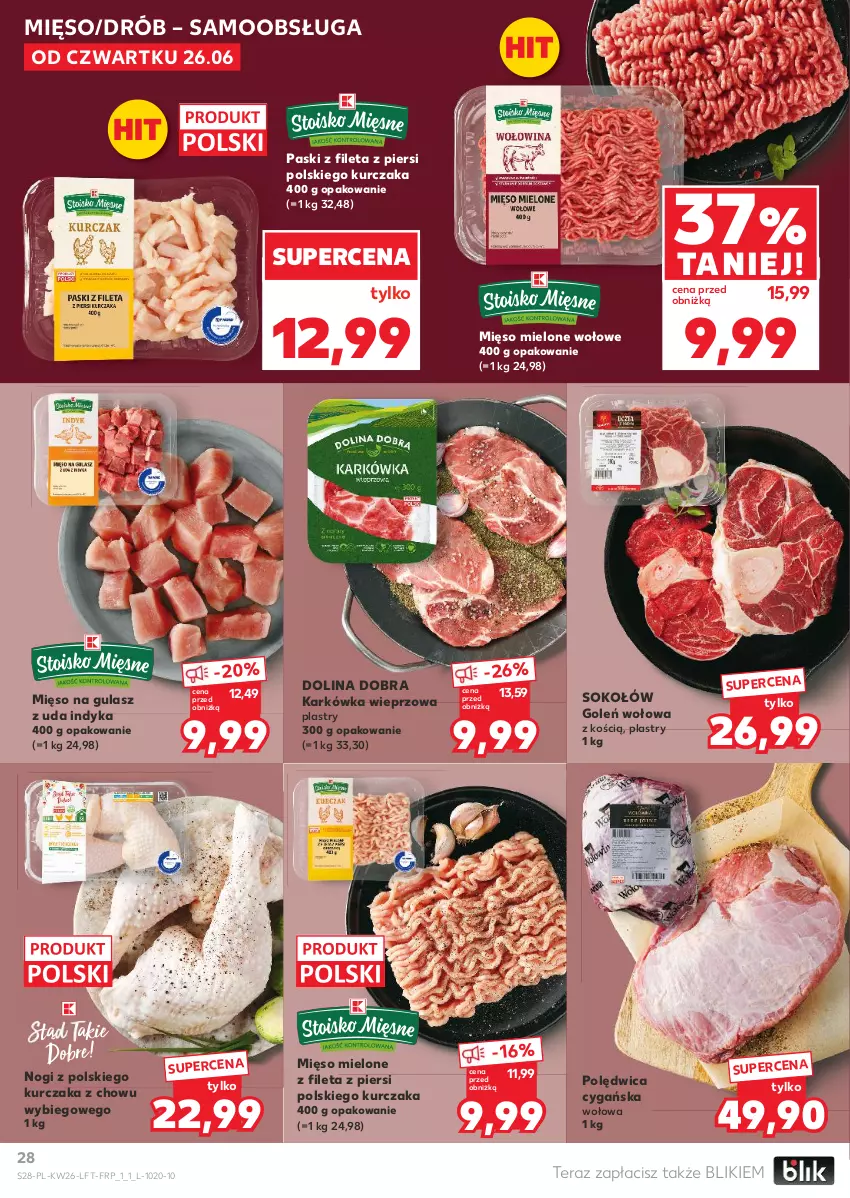Gazetka promocyjna Kaufland - Gazetka tygodnia - ważna 26.06 do 02.07.2025 - strona 28 - produkty: Drób, Karkówka wieprzowa, Kurczak, Mięso, Mięso mielone, Mięso na gulasz, Polędwica, Sok, Sokołów, Tera