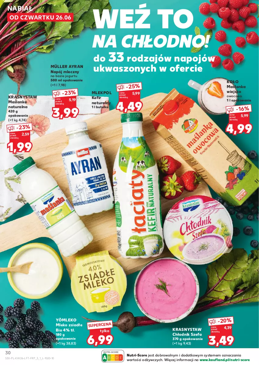 Gazetka promocyjna Kaufland - Gazetka tygodnia - ważna 26.06 do 02.07.2025 - strona 30 - produkty: Fa, Jogurt, Kefir, Kefir naturalny, Maślanka, Mleko, Mleko zsiadłe, Müller, Napój, Napój mleczny