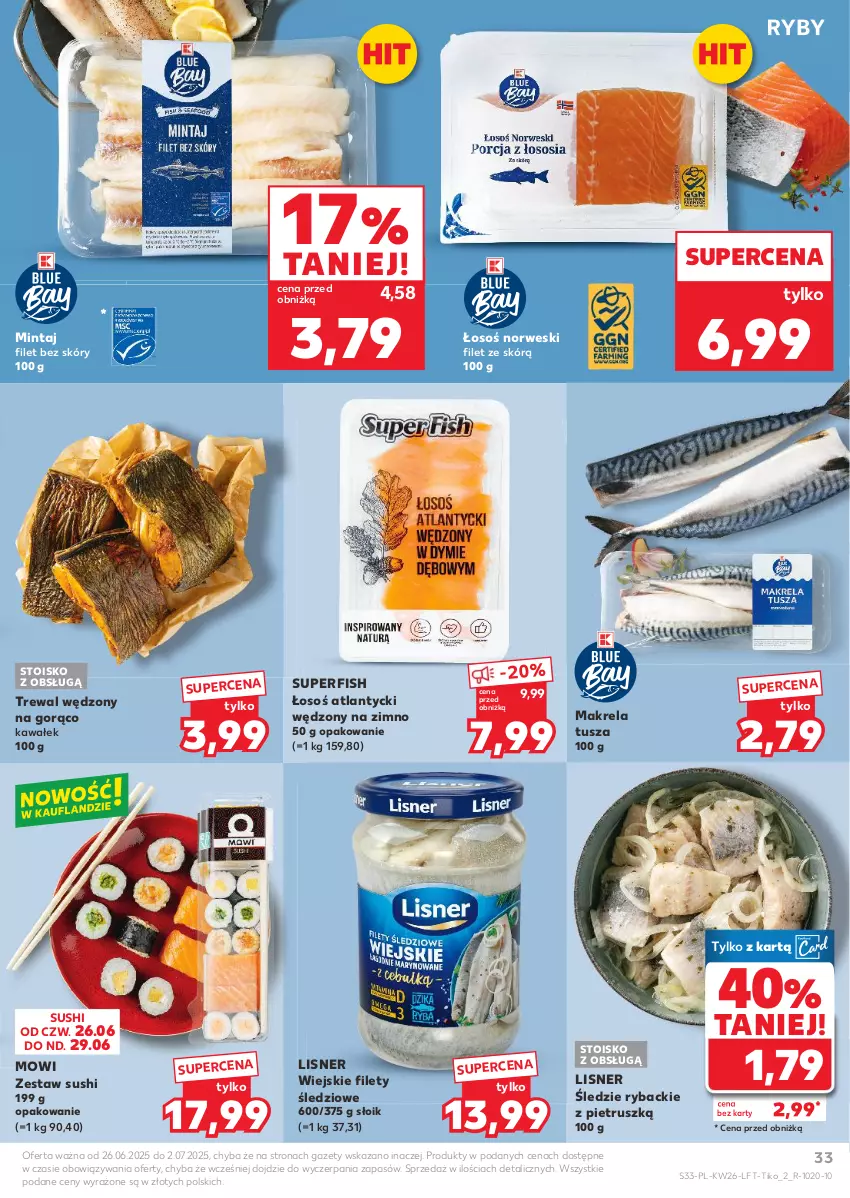 Gazetka promocyjna Kaufland - Gazetka tygodnia - ważna 26.06 do 02.07.2025 - strona 33 - produkty: Kawa, Lisner, Mintaj, Ryba, Sushi, Tusz, Wałek